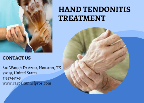 The symptoms of tendonitis in the hand are usually pain and stiffness in the thumb and wrist, as well as a clicking sensation when bending the thumb. So if you are feeling any of these symptoms in your hand then reach us immediately. Our specialist has multiple years of experience to treat this type of treatment. Call us at +17133744263.