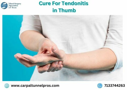 A cure for tendonitis in thumb sufferers can be prescribed rest, ice, and ibuprofen. However, many people do not have time to wait for the pain to go away on its own and they are looking for an alternative treatment. If you need our services, then you visit our website for treatment or call on at 7133744263 https://carpaltunnelpros.com