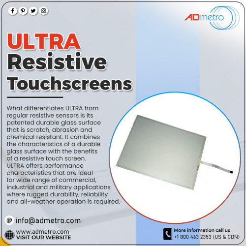 A D Metro is a leading supplier of touch screen solutions to original equipment manufacturers (OEMs), systems integrators and value added resellers. Our touch screen solutions are designed to address the requirements of commercial, industrial and military applications. Visit here: https://admetro.com/