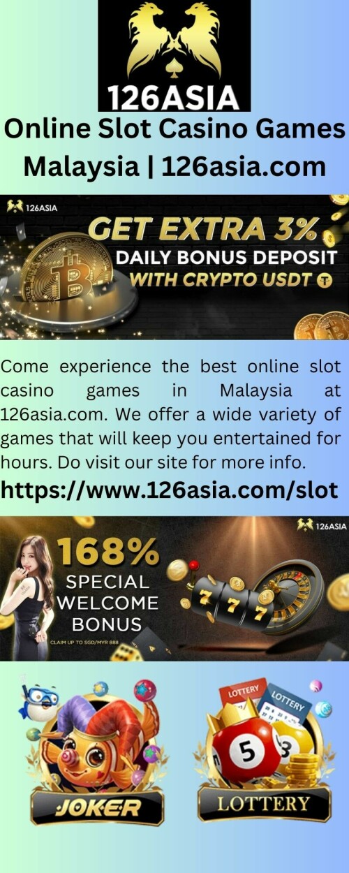 Come experience the best online slot casino games in Malaysia at 126asia.com. We offer a wide variety of games that will keep you entertained for hours. Do visit our site for more info.


https://www.126asia.com/slot
