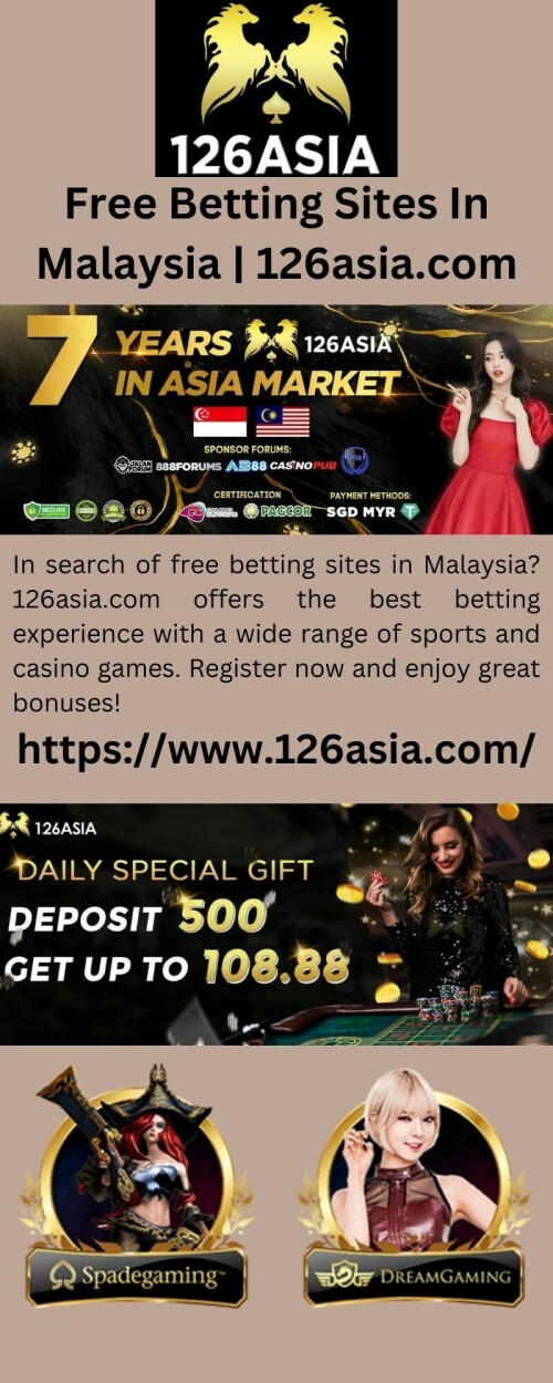 In search of free betting sites in Malaysia? 126asia.com offers the best betting experience with a wide range of sports and casino games. Register now and enjoy great bonuses!


https://www.126asia.com/