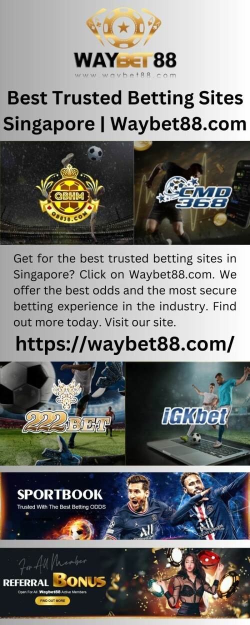 Get for the best trusted betting sites in Singapore? Click on Waybet88.com. We offer the best odds and the most secure betting experience in the industry. Find out more today. Visit our site.


https://waybet88.com/