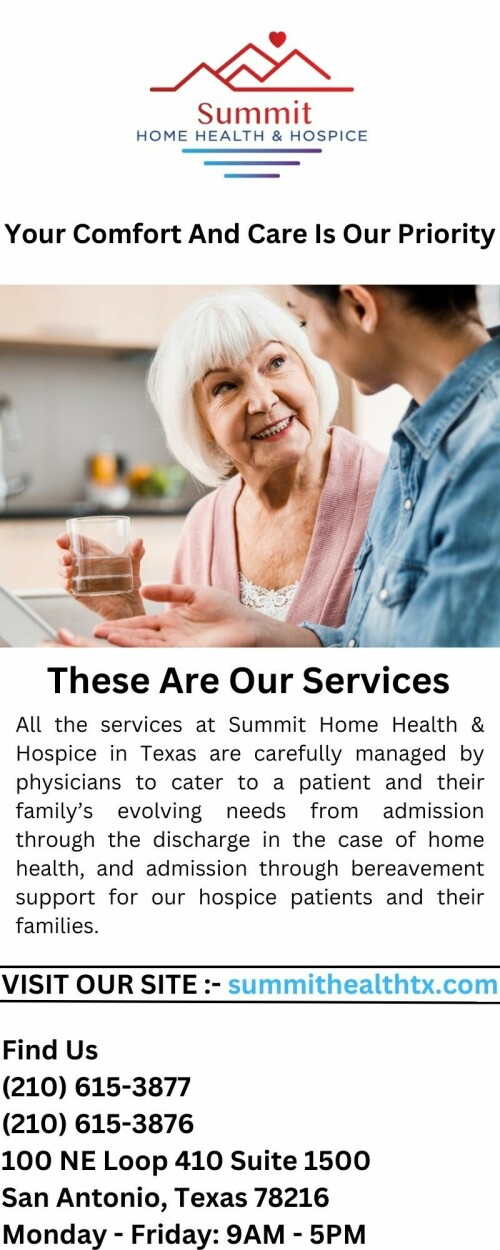 At Summithealthtx.com, we provide the best home nursing services to ensure the health and wellbeing of our clients. Our experienced team of nurses is dedicated to providing quality care and support to those in need. Visit our site for more info.

https://summithealthtx.com/contact-us/