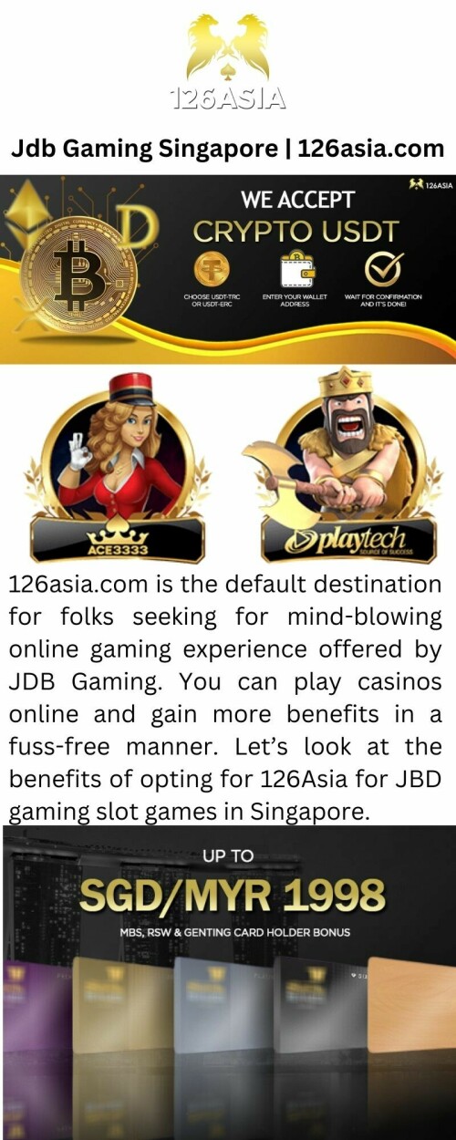 126asia.com is the default destination for folks seeking for mind-blowing online gaming experience offered by JDB Gaming. You can play casinos online and gain more benefits in a fuss-free manner. Let’s look at the benefits of opting for 126Asia for JBD gaming slot games in Singapore.


https://www.126asia.com/jdb