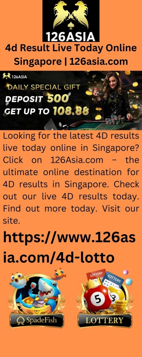 Looking for the latest 4D results live today online in Singapore? Click on 126Asia.com – the ultimate online destination for 4D results in Singapore. Check out our live 4D results today. Find out more today. Visit our site.


https://www.126asia.com/4d-lotto