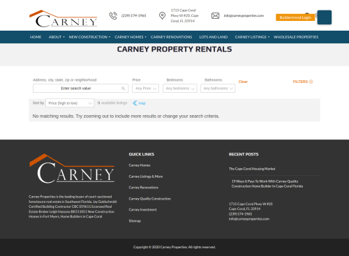 Carney Quality Construction is a home builder and real estate company based in Cape Coral, Florida. The company was founded in 1999 by John Carney and has since built over 1,000 homes in the area. Carney Quality Construction is known for its high-quality construction, attention to detail, and customer service.
https://www.carneyproperties.com/carney-property-rentals/