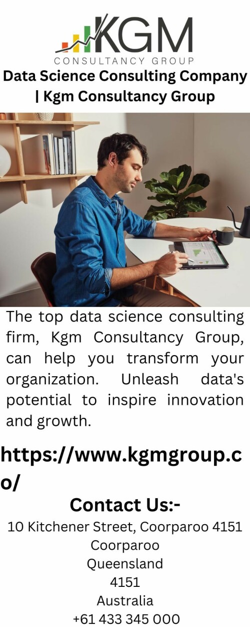 The top data science consulting firm, Kgm Consultancy Group, can help you transform your organization. Unleash data's potential to inspire innovation and growth.

https://www.kgmgroup.co/