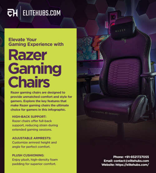 Razer gaming chairs are designed to provide unmatched comfort and style for gamers. Explore the key features that make Razer gaming chairs the ultimate choice for gamers in this infographic.
Visit: https://elitehubs.com/