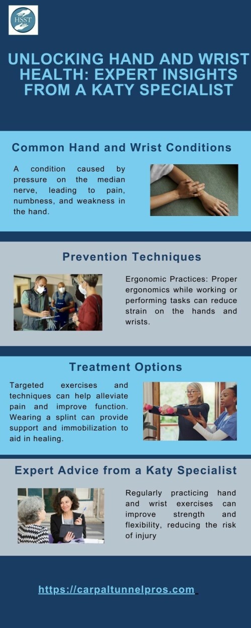 Unlock the secrets to optimal hand and wrist health with expert insights from a renowned specialist in Katy. Explore proven strategies to prevent injuries, alleviate discomfort, and enhance functionality. Take proactive steps towards lasting hand and wrist wellness under the guidance of a trusted expert.
https://carpaltunnelpros.com