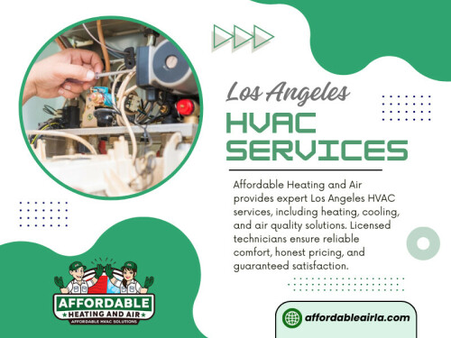 One of the simplest yet most important maintenance tasks is changing your air filters. Dirty filters restrict airflow, reduce efficiency, and strain your system. For optimal performance, check your filters every 1–3 months and replace them as needed. Many affordable HVAC services in Los Angeles offer filter replacement as part of their routine maintenance packages.

Address: 9601 Cozycroft Ave Unit 1, Chatsworth, CA 91311, United States

Phone: +18187221332

Find us On Google Map: https://maps.app.goo.gl/v1v6uDrUmHYUBKgNA

Read our Blogs

https://affordableairla.wordpress.com/
https://affordableairla.tumblr.com
https://affordableairla.weebly.com/

More Links:
https://beacons.ai/affordableairla
https://bio.link/affordableairla
https://allmyfaves.com/affordableairla