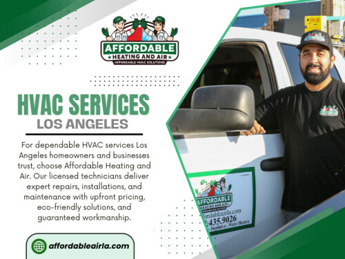 A well-maintained HVAC system ensures your home stays comfortable no matter the season. In Los Angeles, where temperatures can swing from hot summers to mild winters, keeping your heating and cooling system in top shape is crucial. Proper maintenance improves efficiency, extends the life of your equipment, and can reduce costly repairs. Here’s a comprehensive guide to maintaining your HVAC in Los Angeles year-round.

Address: 9601 Cozycroft Ave Unit 1, Chatsworth, CA 91311, United States

Phone: +18187221332

Find us On Google Map: https://maps.app.goo.gl/v1v6uDrUmHYUBKgNA

Read our Blogs

https://affordableairla.wordpress.com/
https://affordableairla.tumblr.com
https://affordableairla.weebly.com/

More Links:

https://heylink.me/affordableairla
https://beacons.ai/affordableairla
https://campsite.bio/affordableairla