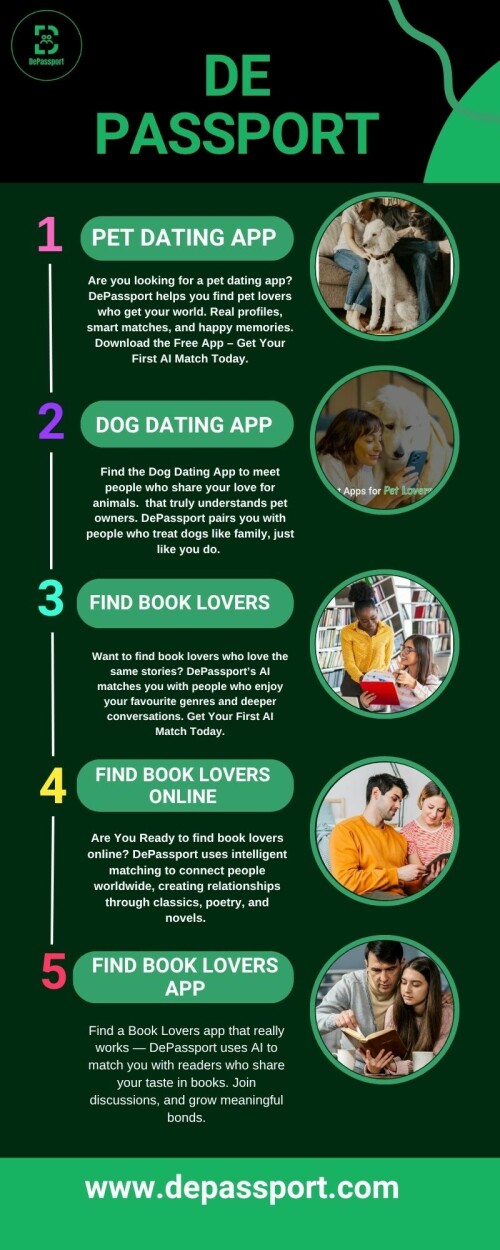 Are you looking for a pet dating app? DePassport helps you find pet lovers who get your world. Real profiles, smart matches, and happy memories. Download the Free App – Get Your First AI Match Today. Visit us: https://depassport.com/interest/pets/