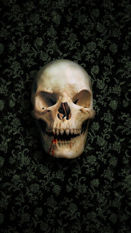 Skull skeleton wall green dark 7306 1080x1920