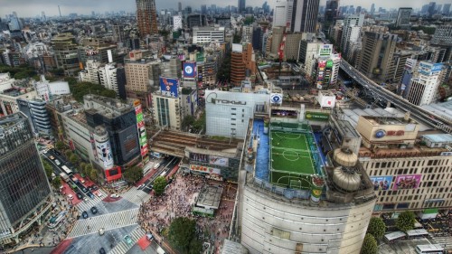 Tokyo house football metropolis field people roofs crowds japan road hdr 13760 1366x768