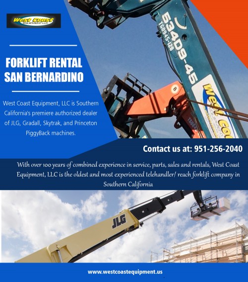 Cost-Efficient Scissor Lift Rental in Los Angeles Services For Any Job Site at 
http://westcoastequipment.us/reach-forklift-rentals/

Visit : http://westcoastequipment.us/reach-forklift-rentals/

http://westcoastequipment.us/boom-lift-rentals/
http://westcoastequipment.us/scissor-lift-rentals/

Find Us : https://goo.gl/maps/DHTfY7LnMio

Companies in need of forklifts realize that it is cheaper renting one than investing in a brand new one. While forklift rental might indeed be more reasonable, it is not the ideal means of transporting your goods. You still have to check that the forklift is in perfect working condition before renting it. Finding the right forklift denotes that you to seek the services of a licensed forklift driver; more and more Forklift Rental in San Bernardino do offer the services of their in-house, licensed forklift drivers at an additional cost.

Social Links : 
http://www.alternion.com/users/ScissorLiftLA/
http://juliamartin.brandyourself.com/
https://about.me/ForkliftRentalSanDiego/
https://forkliftsla.netboard.me/
https://en.gravatar.com/reachforkliftrentallosangeles

West Coast Equipment LLC

958 El Sobrante Road Corona, California 92879
Call Us: +1.951.256.2040
Email : sales@WestCoastEquipment.us
Mon - Fri 06:00 AM - 05:00 PM

Our Services : 

Boom Lift Rental San Bernardino
Boom Lift Rental Riverside
Scissor Lift Rental San Bernardino
Forklift Rental San Bernardino
Construction Equipment Rental Los Angeles CA
Forklift Rental Riverside
Scissor Lift Rental Los Angeles
Forklifts Los Angeles
Boom Lift Rental Inland Empire
Forklift Rental Orange County