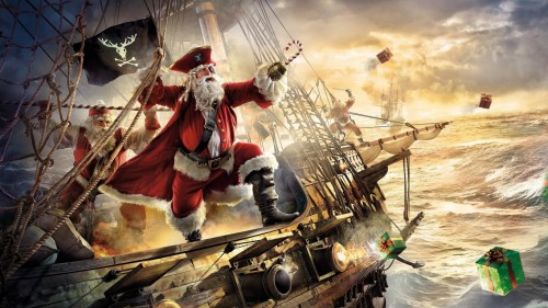 Santa claus pirate ship gifts sea storm 57522 1366x768