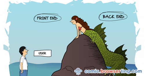 Front end vs. Back end.

For more browser comics visit comic.browserling.com. New jokes about browsers and web developers every week!