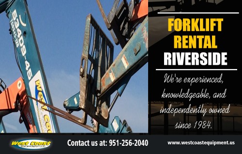 Forklift Rental Riverside - Look For The Best Types Of Equipment To Get Your Work Done At http://westcoastequipment.us/reach-forklift-rentals/

Find Us: https://goo.gl/maps/49fVus8fWX42

Deals in .....

Boom Lift Rental Riverside
Scissor Lift Rental San Bernardino
Construction Equipment Rental Los Angeles CA
Scissor Lift rental Los Angeles
Boom lift Rental Inland Empire
Forklift Rental Orange County

If you have an upcoming job that requires you to be elevated off the ground, then you should consider a scissor lift. Most companies that have a scissor lift rental option will deliver and pick up the unit. If you have a big job that requires you to use a ladder, choose a Forklift Rental Riverside company in your area instead to get the job done quickly and safely.

With over 100 years of combined experience in service, parts, sales and rentals, West Coast Equipment, 
LLC is the oldest and most experienced telehandler company in Southern California

Add: 	958 El Sobrante Road Corona, CA 92879
Ph:  	951.256.2040
Mail: 	Sales@WestCoastEquipment.us

Social---

https://www.facebook.com/westcoastequipmentllc
https://en.gravatar.com/reachforkliftrentallosangeles
https://www.linkedin.com/company/west-coast-equipment-llc
https://followus.com/forkliftsla