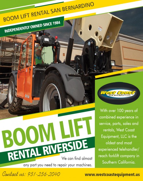 Get a quote now for boom lift rental in San Bernardino  at 
http://westcoastequipment.us/boom-lift-rentals/

Visit : http://westcoastequipment.us/reach-forklift-rentals/

http://westcoastequipment.us/boom-lift-rentals/
http://westcoastequipment.us/scissor-lift-rentals/

Find Us : https://goo.gl/maps/DHTfY7LnMio

Experts manufacture and serve high-quality boom lifts for rental as well as for the procurement of a wide range of applications and budgets, with all various attributes you must keep your project flowing successively. Whether you require something minute to operate in compact spaces or a heavy-duty boom lift for outdoor construction tasks, we have the right lifts suits your operations. All boom lift rental in San Bernardino is offered for either short or long term hire up to one hour of the period and come along with the unceasing assurance that our top-quality types of machinery and service expertise which gives you the uptime you are in search of.

More Links : 
https://www.youtube.com/watch?v=PZXGn3x-xc4
https://www.reverbnation.com/boomliftrentallosangeles/
http://www.facecool.com/video/boom-lift-rental-riverside-westcoastequipment-us-1-9512562040
https://soundcloud.com/scissorliftlosangeles/

West Coast Equipment LLC

958 El Sobrante Road Corona, California 92879
Call Us: +1.951.256.2040
Email : sales@WestCoastEquipment.us
Mon - Fri 06:00 AM - 05:00 PM

Our Services : 

Boom Lift Rental San Bernardino
Boom Lift Rental Riverside
Scissor Lift Rental San Bernardino
Forklift Rental San Bernardino
Construction Equipment Rental Los Angeles CA
Forklift Rental Riverside
Scissor Lift Rental Los Angeles
Forklifts Los Angeles
Boom Lift Rental Inland Empire
Forklift Rental Orange County